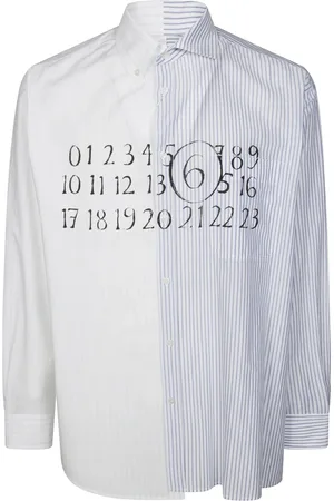 Maison Margiela Homme, Chemises, Blanc, Taille: M Chemise Asymétrique à Logo