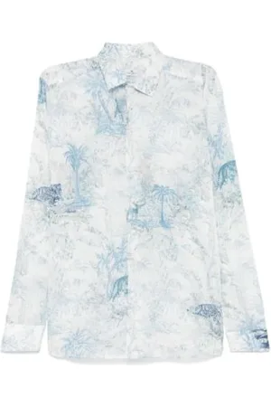 Etro Homme, Chemises, Bleu, Taille: XL Chemise à Imprimé Floral avec Fermeture Boutonnée