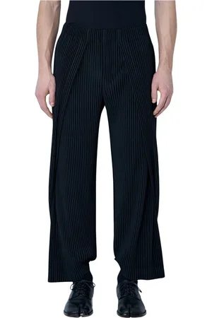 Issey Miyake Homme, Pantalons, Noir, Taille: M Pantalon Élastiqué Plissé