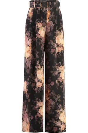 ZIMMERMANN Femme, Pantalons, Multicolore, Taille: 42 FR Pantalon Large en Soie