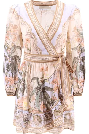 ZIMMERMANN Femme, Robes, Multicolore, Taille: 40 FR Mini-robe à imprimé floral avec fermeture portefeuille