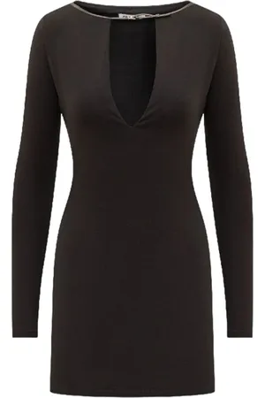 AMBUSH Femme, Robes, Noir, Taille: 40 FR Robe noire à manches longues avec détail découpé