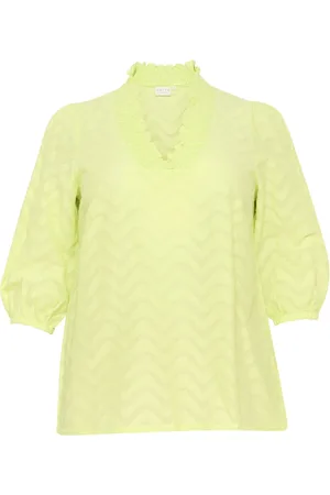 Kaffe Femme, Blouses et Chemises, Vert, Taille: 54 FR Chemisier Vert à Fleurs Col en V