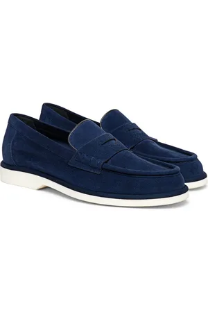 santoni Femme, Chaussures, Bleu, Taille: 39 EU Mocassin en daim