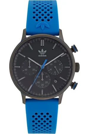 adidas Homme, Accessoires, Bleu, Taille: ONE Size Montre Chrono Bleue en Caoutchouc