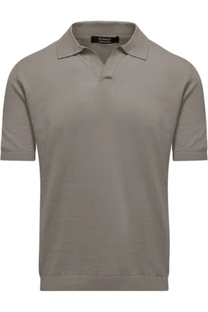 Bomboogie Homme, Pulls, Gris, Taille: 2XL Linen and cotton sweater with collar