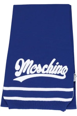 Moschino Homme, Accessoires, Bleu, Taille: ONE Size Écharpe bleue en laine et acrylique
