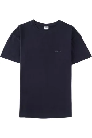 Aspesi Homme, Tops, Bleu, Taille: S T-shirt ras du cou avec logo brodé