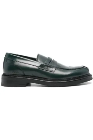 CANALI Homme, Chaussures, Noir, Taille: 40 EU Mocassins en Cuir Vert Foncé