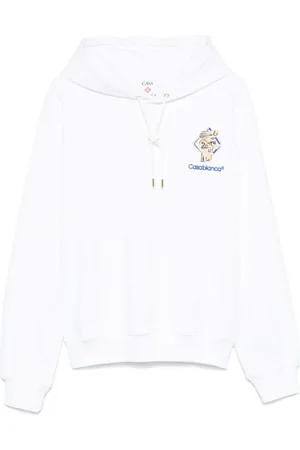 Casablanca Homme, Sweatshirts et sweats à capuche, Blanc, Taille: L Sweat à Capuche Blanc avec Poche Avant