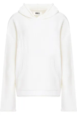 Maison Margiela Femme, Sweatshirts et sweats à capuche, Blanc, Taille: 42 FR Logo Intarsia Knitted Sweat à capuche