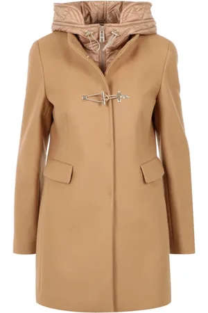 FAY Femme, Manteaux, Brun, Taille: 44 FR Manteau Camel Matelassé avec Fermeture à Bascule