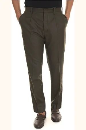 hindustrie Homme, Pantalons, Vert, Taille: M Pantalon Chino en Flanelle avec Devant Darts