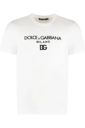 Dolce & Gabbana Homme, Tops, Blanc, Taille: 3XL T-shirt col rond en velours