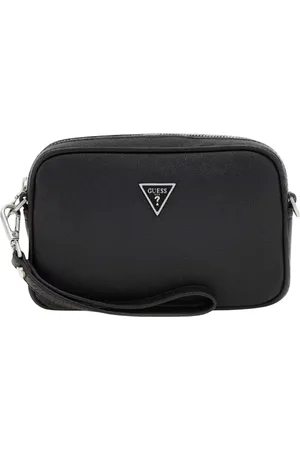 Guess Homme, Sacs, Noir, Taille: ONE Size Pochette Homme Logo Cuir Saffiano