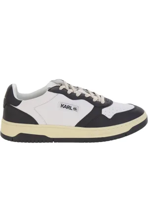 Karl Lagerfeld Homme, Chaussures, Blanc, Taille: 42 EU Baskets Basses en Cuir Multicolore à Lacets