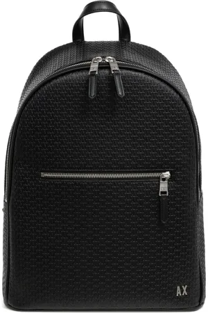 Armani Exchange Homme, Sacs, Noir, Taille: ONE Size Logo Motif Fermeture Éclair Sac à Dos Multipoches
