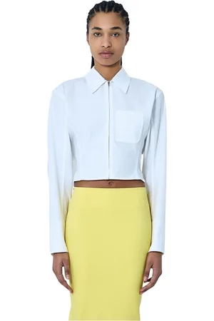Jacquemus Femme, Blouses et Chemises, Blanc, Taille: 36 FR Mirada Crop Zip-Up Chemise en Coton