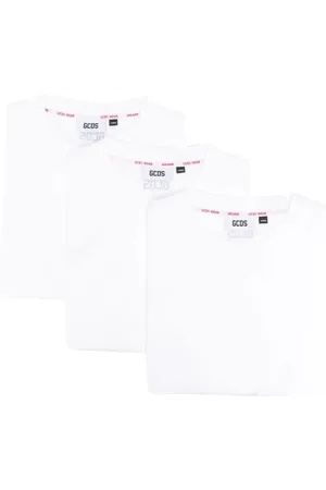 GCDS Homme, Tops, Blanc, Taille: M T-shirt en Coton Trois-Pack