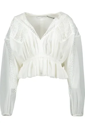 IRO Femme, Blouses et Chemises, Blanc, Taille: 42 FR Blouse Blanche à Col en V et Manches Bouffantes