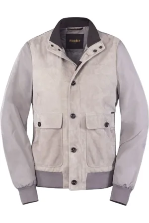 MOORER Homme, Vestes, , Taille: L Veste en daim avec détail tricot coupe-vent