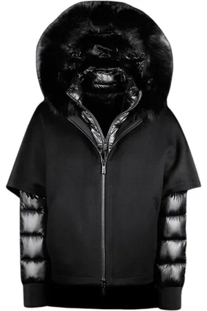 MOORER Femme, Vestes, Noir, Taille: 38 FR Manteau court à capuche
