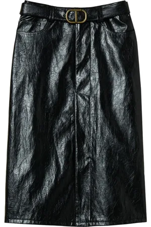 Twin-Set Femme, Jupes, Noir, Taille: 40 FR Jupe Midi Noire avec Plaque Logo