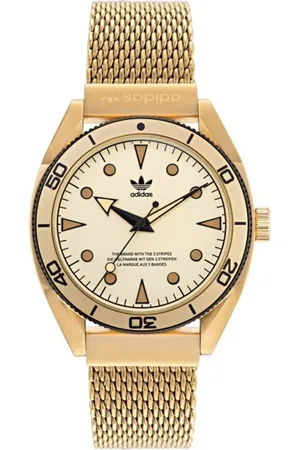 adidas Homme, Accessoires, Jaune, Taille: ONE Size Montre Dorée en Acier Inoxydable Edition Deux