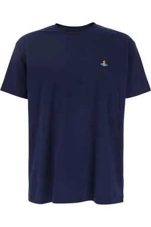 Vivienne Westwood Homme, Tops, Bleu, Taille: XL T-shirt col rond bleu avec logo Orb