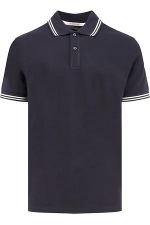Moncler Homme, Tops, Bleu, Taille: XL Polo en Coton à Profil Contrasté