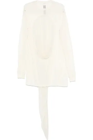 Rick Owens Homme, Tops, , Taille: S T-shirt Blanc Col Rond Manches Longues