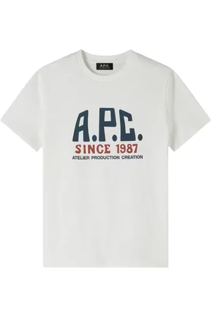 A.P.C. Homme, Tops, Blanc, Taille: XL T-shirt en coton avec logo vintage imprimé