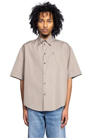 Ami Homme, Chemises, Gris, Taille: M Chemise à Manches Courtes Box en Cendre
