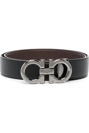 Salvatore Ferragamo Homme, Accessoires, Noir, Taille: 110 CM Ceinture en Cuir Noir Boucle
