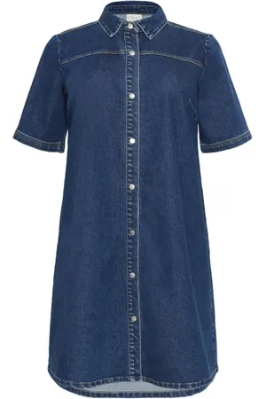 Kaffe Femme, Robes, Bleu, Taille: 54 FR Robe en Denim avec ½ Manches