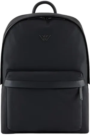 Emporio Armani Homme, Sacs, Noir, Taille: ONE Size Sac noir en nylon avec détails en cuir