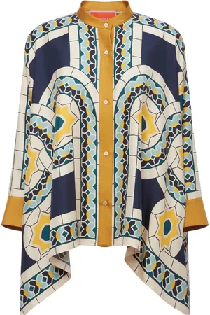 La DoubleJ Femme, Blouses et Chemises, Bleu, Taille: 36 FR Chemise Foulard en Soie