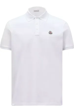 Moncler Homme, Tops, Blanc, Taille: 3XL Polo Classique avec Écusson Logo
