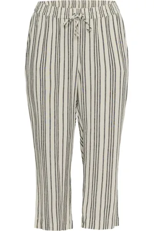 Kaffe Femme, Pantalons, Noir, Taille: 54 FR Pantalon Court à Rayures Moonstruck/Noir