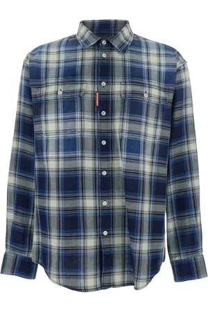 Dsquared2 Homme, Chemises, Bleu, Taille: M Chemise Homme en Coton Rayée Bleue