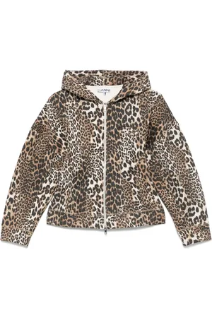Ganni Femme, Sweatshirts et sweats à capuche, Brun, Taille: 38 FR SweaT-shirt Marron à Fermeture Éclair et Broderie