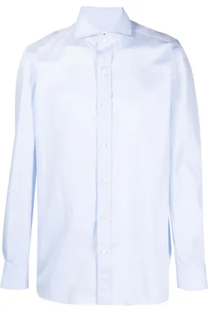 LUIGI BORRELLI NAPOLI Homme, Chemises, Bleu, Taille: 3XL Chemise Twill Bleu Clair