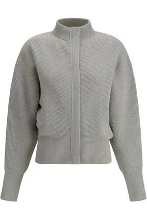Sa Su Phi Femme, Pulls, Gris, Taille: 36 FR Cardigan en laine côtelée à col haut
