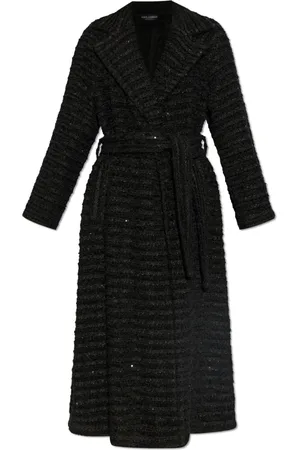 Dolce & Gabbana Femme, Manteaux, Noir, Taille: 36 FR Manteau avec ceinture