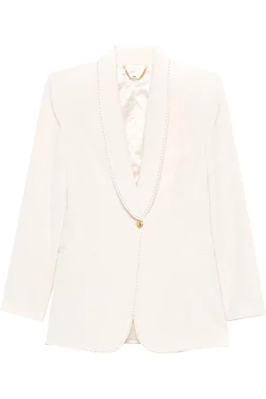 Elisabetta Franchi Femme, Vestes, , Taille: 44 FR Élégant Blazer en Crêpe avec Détails Raffinés
