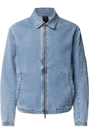 Armani Exchange Homme, Vestes, Bleu, Taille: M Veste Denim Coton Cuir Fermeture Éclair