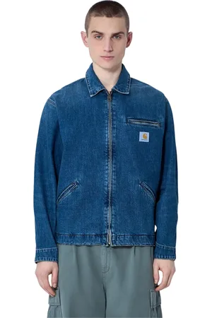 Carhartt Homme, Vestes, Bleu, Taille: M Veste en coton tissé denim avec écusson logo