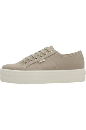 victoria Femme, Chaussures, Brun, Taille: 38 EU Baskets Plateforme en Toile Blanche