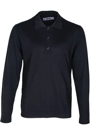 Mauro Grifoni Homme, Pulls, Noir, Taille: M Polo Homme Coton Cachemire Manches Longues
