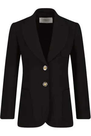 Giambattista Valli Femme, Vestes, Noir, Taille: 38 FR Blazer en Soie avec Bouton Bijou